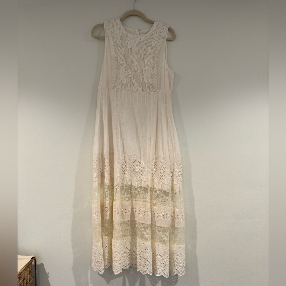 Anthropologie Cream Maxi Dress